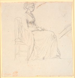 Profilbilde av kunstnerens andre kone Juliane Marie Abildgaard, sittende, helfigur av Nicolai Abildgaard