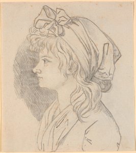 Profilportrett av malerens andre kone Juliane Marie Abildgaard, født Ottesen. Forberedelse til portrett i Frederiksborgmuseet av Nicolai Abildgaard