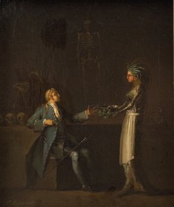 Doktorens kone avslører ektemannens intensjon om å anatomisere Niels Klim av Nicolai Abildgaard