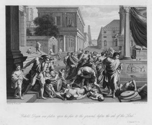 The Fall of Dagon, I Samuel V, 4 (gravering)