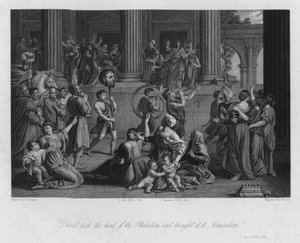 Davids triumf, I Samuel XVII, 54 (gravering) av Nicolas (after) Poussin