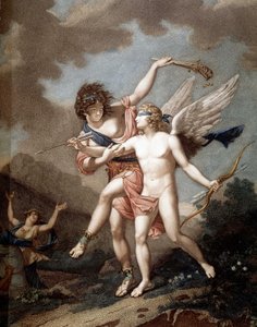 Kjærlighet ledet av galskap av Nicolas Andre (after) Monsiau