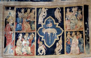 Åpenbaringsgardin (1373-1383), n. 7: de eldre gir ære til et lam, symbol på Kristus. Tapetet av Nicolas Bataille (1330-1405) av Nicolas Bataille