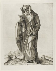 En gammel mann som står: Saint Paul av Nicolas Beatrizet