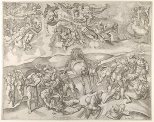 Konvertering av Saul, fra Michelangelos freskomaleri i det paulinske kapellet i Vatikanet..., ca. 1545-60.