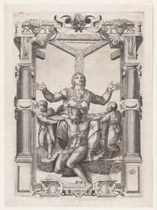 Pietà med engler foran korset, 1547., 1547. av Nicolas Beatrizet