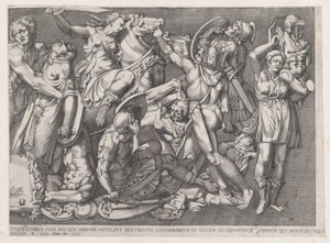 Mirror of Roman Magnificence: Battle of the Amazons, 1559., 1559. av Nicolas Beatrizet