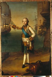 Portrett av storhertug Pavel Petrovich (1754-1801, Paul I av Russland) i Admiral Uniform (Portrett av storhertug Pavel Petrovich i Admiral Uniform) - Maleri av Nicolas Benjamin Delapierre (1739-1802), olje på lerret av Nicolas Benjamin Delapierre
