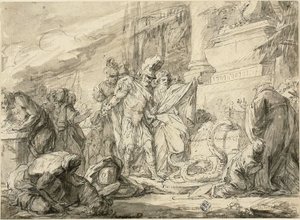 Aeneas ved Anchises grav (til høyre); Aeneas ved Tome of Anchises (vers)