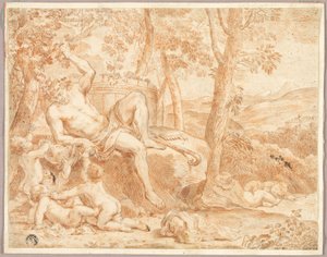 Bacchus og Putti i Shady Grove av Nicolas Chaperon