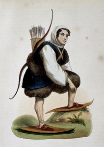 Samoiede, innbygger i Sibir, farget gravering fra Customs of Asia, av Nicolas Dally (1792-1862), Russland