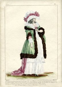 Gallerie des Modes et Costumes Francais, 1785, CCC 297: Pretty Woman walking alone... av Nicolas Dupin