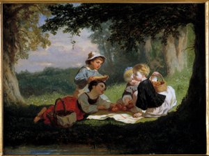 Le gouter champetre Maleri av Nicolas Gabe (1814-1865) Privatsamling fra 1800-tallet av Nicolas Edward Gabe