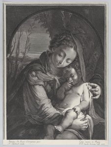 Jomfru med det sovende Kristusbarn, 1708., 1708. av Nicolas Etienne Edelinck