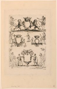Design for våpenskjold, fra "Livre de Cartouches" av Nicolas Guerard