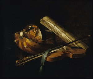 Stilleben med musikkinstrumenter, 1756.