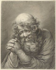 Gammel mann med skjegg med foldede hender av Nicolas Joseph Delin
