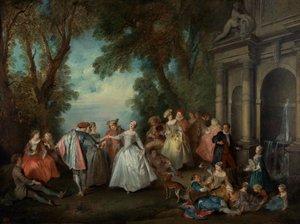 Dans foran en fontene, ca. 1724 (olje på lerret)
