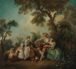 Fugleburet (Kjærlighetene i lunden) av Nicolas Lancret