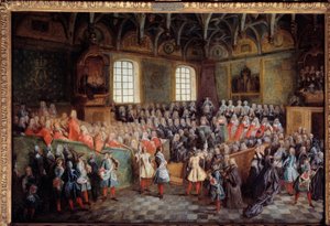 Litt av rettferdighet holdt av flertallet av kong Ludvig XV i storkammeret i parlamentet i Paris 22. februar av Nicolas Lancret