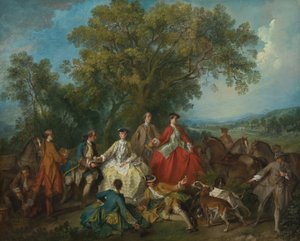 Piknik etter jakten, sannsynligvis ca. 17351740. av Nicolas Lancret