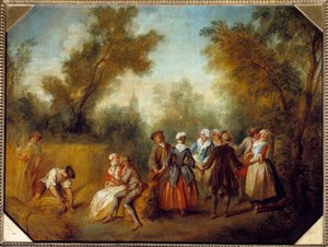 Sommer Country partyscene ved innhøsting. Maleri av Nicolas Lancret (1690-1743) 1700-tallets søn. 0,69x0,89 m av Nicolas Lancret