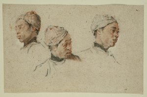 Tre studier av hodet til en turbanet svart mann av Nicolas Lancret
