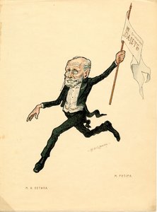Portrett av Marius Petipa (1818-1910) fransk danser og koreograf - Litografi av Nikolai Gustavovich Legat (1869-1937), hentet fra Ballet russe en caricatures