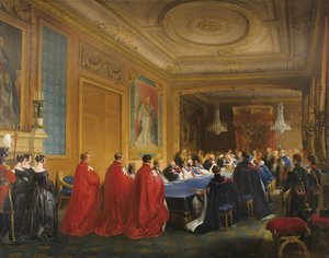 Louis-Philippe mottok strømpebåndsordenen fra hendene til en ung dronning Victoria, 1844