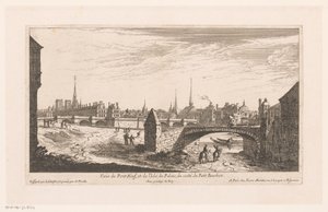 Gezicht op de Pont Neuf Utsikt over Pont Neuf og Isle du Palais (...) (tittel på objekt) av Nicolas Perelle