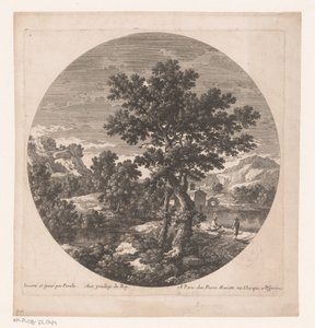 Landskap med to menn ved en innsjø av Nicolas Perelle
