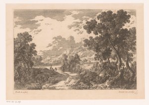 Elvelandskap med fire figurer av Nicolas Perelle