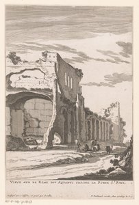 Ruinene av en akvedukt i Roma Vieux Mur de Rome dit Aquaduc proche la Porte St. Paul (tittel på objekt)