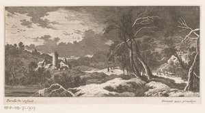 Vinterlandskap med hus og tårn av Nicolas Perelle