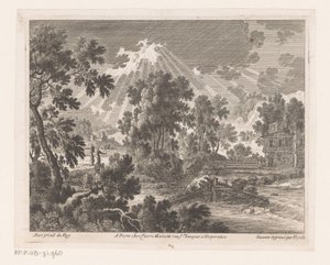 Solrikt landskap med et hus ved elven