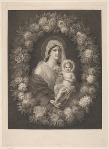 Mary med barn i blomsterkrans av Nicolas Pinet