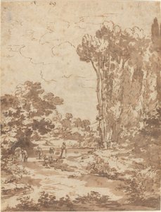 Figurer som bader i en bekk av Nicolas Poussin