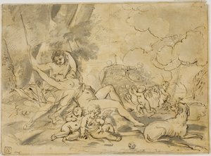 Figurer, vogn og hund av Nicolas Poussin