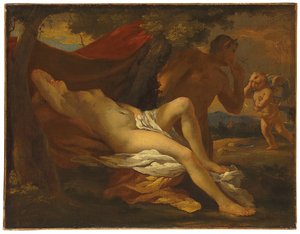 Jupiter og Antiope av Nicolas Poussin