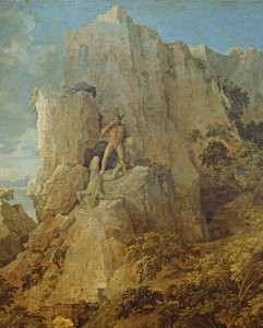 Landskap med Hercules og Cacus, c.1656 olje på lerret detalj av 205776 av Nicolas Poussin