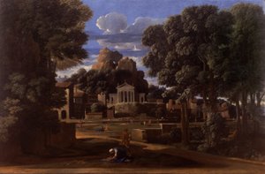 Landskap med asken av Phocion av Nicolas Poussin