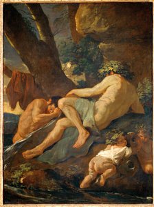 Midas bader i elven Pactolos av Nicolas Poussin