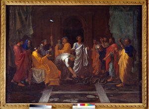 Moses forandrer Arons stav til en slange. Maleri av Nicolas Poussin av Nicolas Poussin