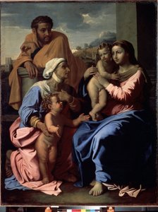 Den hellige familie med døperen Johannes og den hellige Elizabeth av Nicolas Poussin