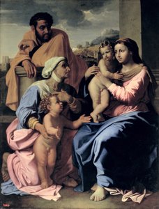 Den hellige familie med St. Elizabeth og døperen Johannes av Nicolas Poussin