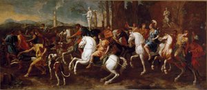 Jakten på Meleager. Helter fra gresk mytologi som er kjent under jakten på Boar of Calydon. Maleri av Nicolas Poussin av Nicolas Poussin