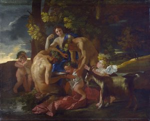 The Nurture of Bacchus, ca. 1628-29 av Nicolas Poussin