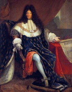 Louis XIV (1638-1715) fransk konge i 1643-1715 viser kongehuset Saint Cyr av Nicolas Rene Jollain