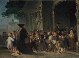 Barn ved en kirkedør, mellom 1817 og 1845 av Nicolas Toussaint Charlet