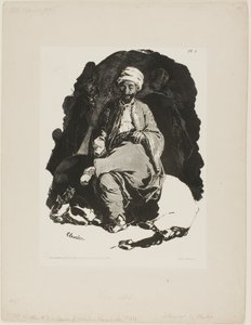 Sittende Turk, plate en fra Ink Sketches av Charlet av Nicolas Toussaint Charlet